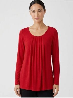 ELLUMINATION Comfortable Loose Pullover Top, Women’s Medium, Red
